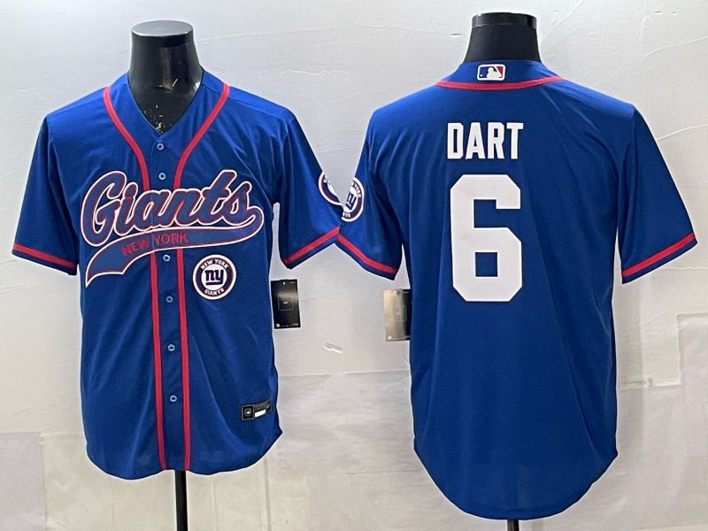 Men 2025 New York Giants #6 Dart Blue Joint Name Nike Limited NFL Jersey 07->new york giants->NFL Jersey